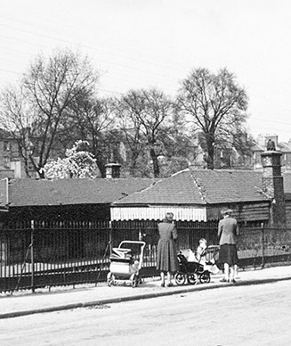 The image shows Junction Road railway station on the Tottenham and Hampstead Railway line, c. 1951
