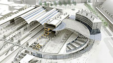 Image shows a cutaway section of the western concourse roof, as part of King Cross station’s £500m redevelopment programme.